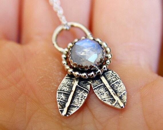 Moonstone Leaf Necklace, Leaf Necklace, Moonstone Necklace, Boho Leaf Necklace, Moonstone Jewelry, Nature Inspired Jewelry, Leaf Jewelry
