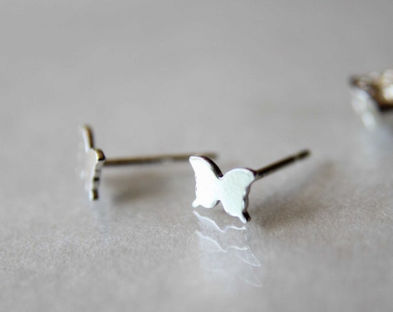 Tiny Butterfly Studs, Small Butterfly Earrings, Butterfly, Tiny Earrings, Modern Studs, Minimalist Jewelry, Silver Butterfly Earrings, Gift