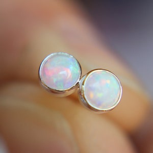 Opal Earrings, Gemstone Earrings, Sterling Earrings, Post Earrings, Opal Post Earrings, Small Opal Earrings, Minimalist Earrings, Gift