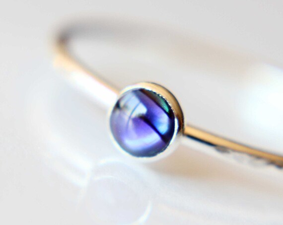 Abalone Shell Ring, Sterling Silver Abalone Shell Ring, Sterling Silver Ring, Textured Stacking Ring, Gemstone Ring, Boho Style Ring, Gift