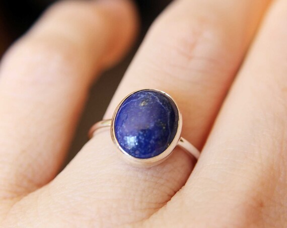 Lapis Lazuli Ring, Large Lapis Lazuli Ring, Lapis Jewelry, Gemstone Jewelry, Natural Stone, Cocktail Ring, Silver Lapis Lazuli Ring, Gift