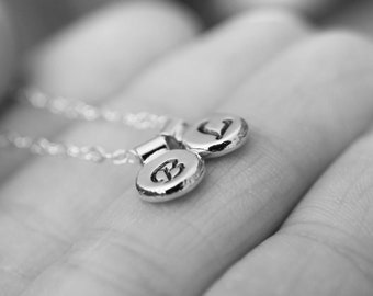 Initial Necklace, Letter Necklace, Pebble Necklace, Sterling Silver Initial Necklace, Recycled Pebble, Recycled, Minimalist, Tiny, Gift