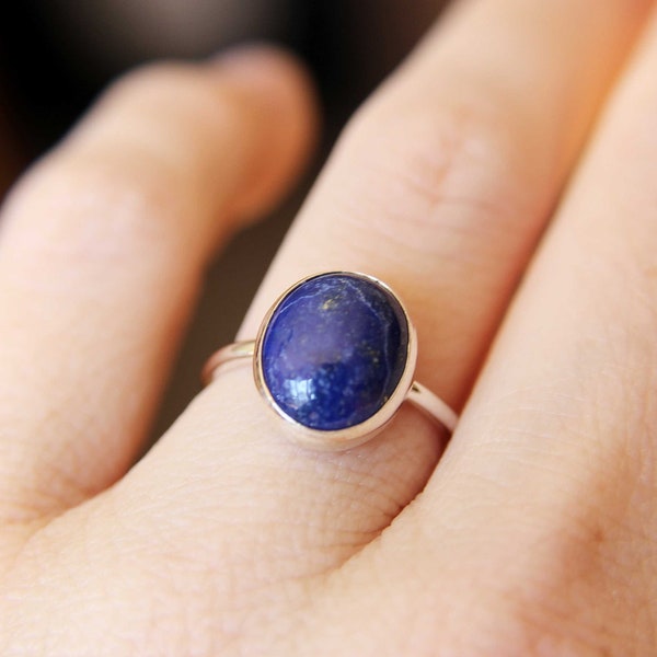 Lapis Lazuli Ring, Large Lapis Lazuli Ring, Lapis Jewelry, Gemstone Jewelry, Natural Stone, Cocktail Ring, Silver Lapis Lazuli Ring, Gift