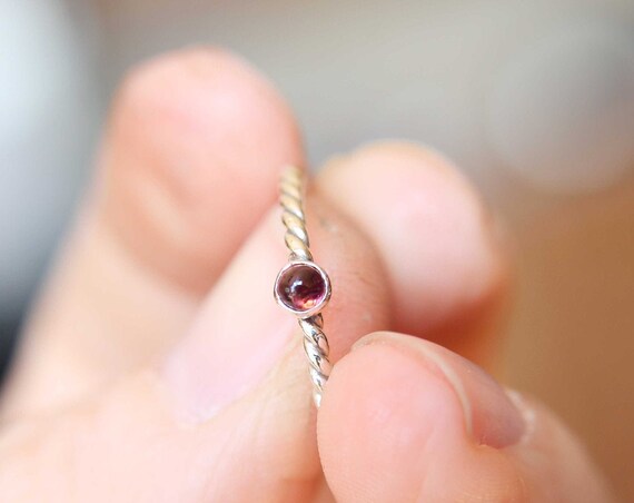 Tourmaline Ring, Pink Tourmaline Ring, Natural Gemstone Ring, Romantic Ring, Valentines, Pink Gemstone, Rope Stacking Ring, Textured, GIft