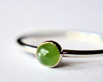 Jade Ring, Simple Jade Ring, Silver Jade Ring, Green Jade Ring, Green, Modern, Simple, Everyday, Gift, Gemstone Jewelry, Simple Ring