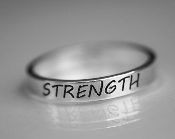 Inspirational Ring, Customizable Inspirational Ring, Strength Ring, Custom Band Ring, Name Ring, Personalized Ring, Inspirational Jewelry