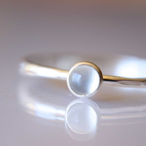 Tiny Moonstone Ring, Sterling Silver Moonstone Ring, Dainty Ring, Tiny White Moonstone Ring, Thin Ring, June Birthstone, Moonstone, Gift