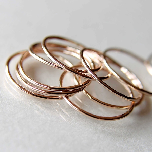 Thin Round Rose Gold Stackable Ring, 14k Gold Filled, Stacking Ring, Dainty Gold Ring, Tiny Ring, Skinny Ring, Gold Filled Ring, Thin Ring