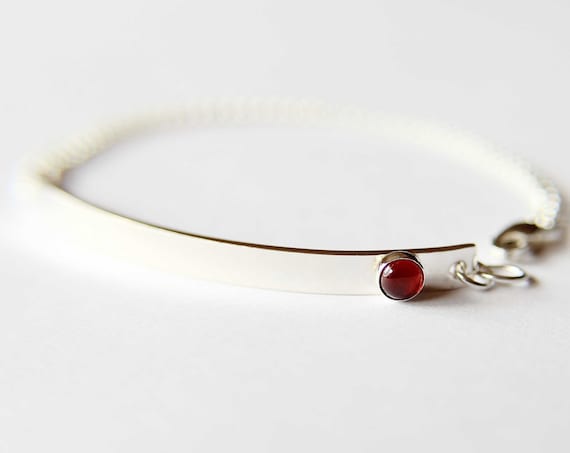 Birthstone Bar Bracelet, Bar Bracelet, Birthstone Jewelry, Birthstone Nameplate Bracelet, Nameplate Bracelet, Silver Bar Bracelet, Gift