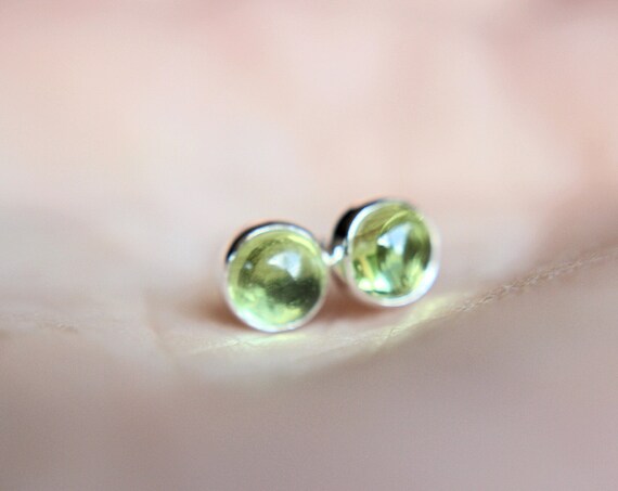 Peridot Earrings, Gemstone Earrings, Sterling Earrings, Post Earrings, Green Post Earrings, Small Earrings, Minimalist Earrings, Gift