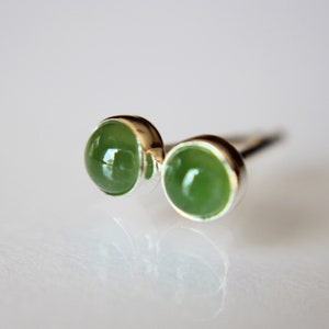 Jade Earrings, Gemstone Earrings, Sterling Earrings, Post Earrings, Green Jade Post Earrings, Small Earrings, Minimalist Earrings, Gift