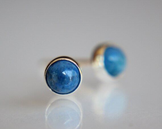 Denim Lapis Earrings, Gemstone Earrings, Sterling Earrings, Post Earrings, Denim Lapis Post Earrings, Small Earrings, Minimalist Earrings