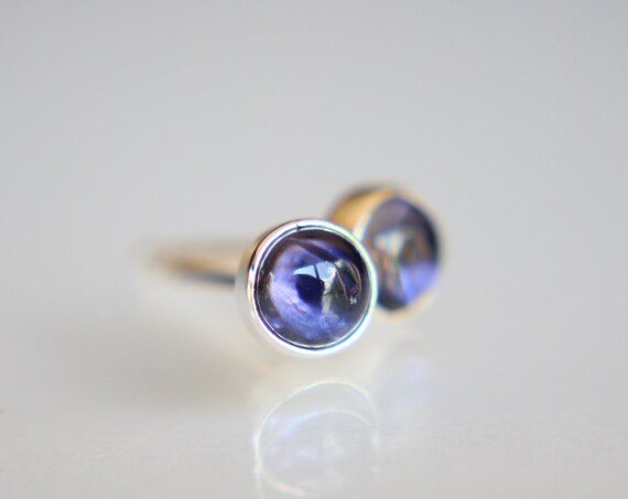 Iolite Gemstone Earrings, Earrings, Sterling Earrings, Post Earrings, Violet Post Earrings,Small Earrings,Minimalist Earrings,Post Earrings