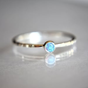 Blue Opal Stacking Ring, Slim Ring, Stacking Opal Ring, Blue Opal, Textured Rings, Whisper Gemstone Rings, Gift, Blue Opal, Gold Opal Ring