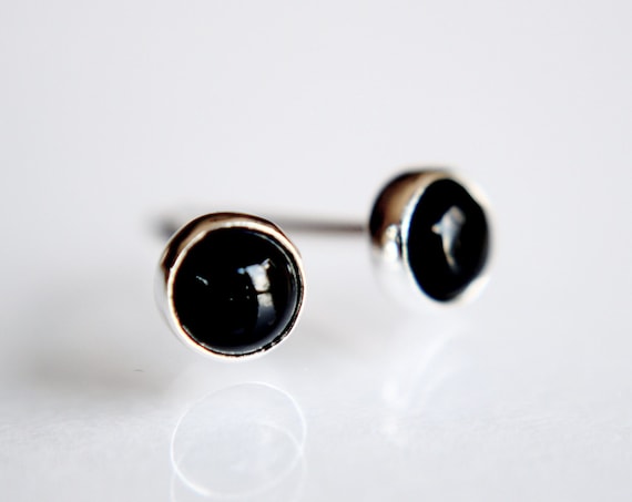 Onyx Earrings, Gemstone Earrings, Sterling Earrings, Post Earrings, Onyx Post Earrings, Small Black Earrings, Minimalist Earrings, Gift