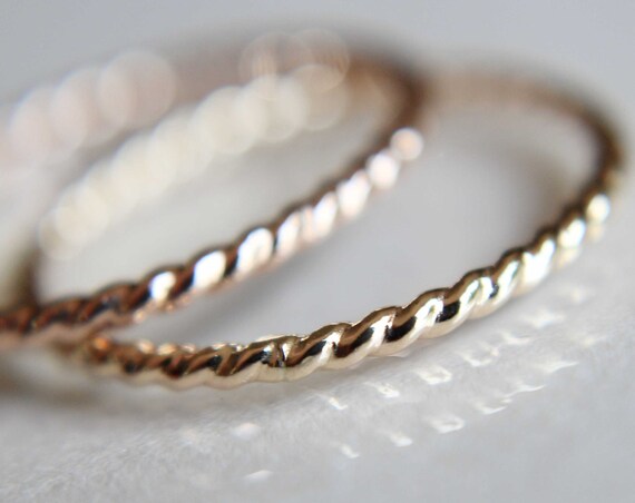 14kt Gold Rope Ring, Stackable Ring, Twisted Ring, Rope Band, Simple Band, Minimalist, Thumb Ring, Stacker, Boho Chic, Twist Ring, Gift