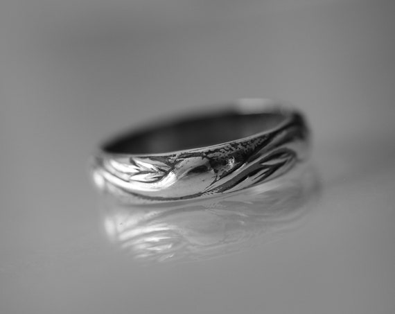 Pattern Band, Unique Band, Wide Band Ring, Antique Silver Ring, Simple Wedding Band, Pattern Jewelry, Stacking Ring, Thick Pattern Ring
