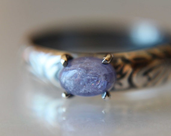 Tanzanite Ring, Natural Tanzanite Ring, Floral Tanzanite Ring, Boho Ring, Stacking Ring, Floral Band, Purple Stone, Boho Ring, Natural, Gift