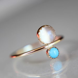 Brass Dual Moonstone Ring