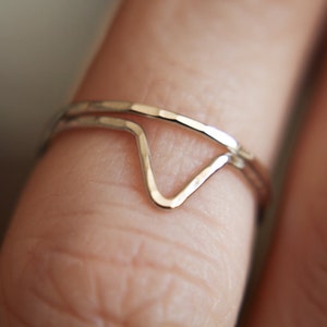 Juego de anillos delgados para nudillos con cheurón dorado, anillos con cheurón, anillos para nudillos, anillos para nudillos, anillo para dedos del pie, anillo, anillo para nudillos relleno de oro rosa/amarillo