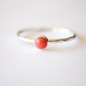 Coral Stacking Ring, Coral Ring, Natural Gemstone Ring, Coral, Gemstone Stacking Ring, Coral Gemstone, Coral Jewelry, Gift