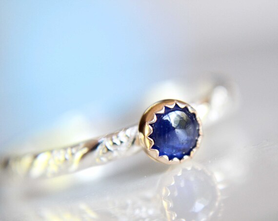 Kyanite Ring, Natural Blue Gemstone Jewelry, Simple Stacking Ring, Silver Kyanite Ring, Kyanite Jewelry, Blue, Minimalist Ring, Kyanite