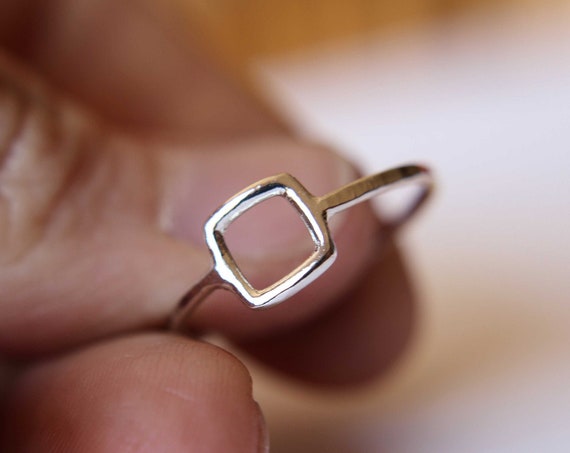 Square Ring, Stacking Rings, Modern Rings, Silver Geometric Rings,Simple Modern Rings, Open Square Ring, Minimalist Jewelry, Simple Ring