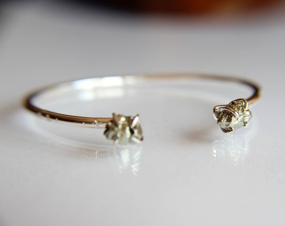 Pyrite Cuff Bracelet, Raw Pyrite Bracelet, Stacking Cuff, Natural Pyrite, Rustic, Simple, Minimal, Boho Chic, Raw, Modern, Gypsy, Gift