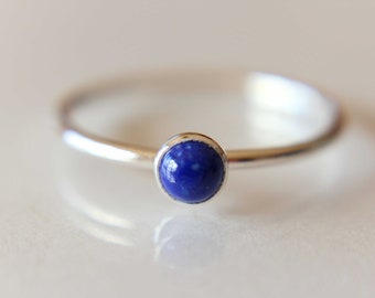 Lapis Ring, Lapis Stacking Ring, Tiny Lapis Ring, Gemstone Ring, Lapis Lazuli Ring, Gemstone Stacking Ring, Blue, Lapis Lazuli Stone, Gift