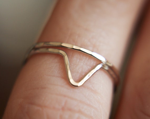 Skinny Gold Chevron Knuckle Ring Set, Chevron Rings, above knuckle rings, Knuckle Rings, Toe Ring, Ring, Rose/Yellow Goldfilled Knuckle Ring