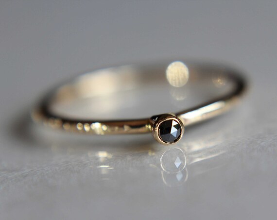 Black Diamond Ring, Genuine Diamond Ring, Black Diamond, Slim Ring, Minimalist Ring, Gift, Gemstone Ring, Tiny Diamond Ring, Diamond Ring