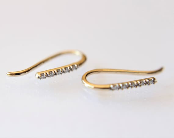 Diamond Line Earrings, Bar Earrings, Solid Gold Bar Earrings, Diamond Earrings, Line Earrings, Modern Chic, Dash Studs, Simple Bold Earring