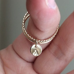 Modern Gold/Sterling Initial Set, Initial Rings, Stacking Ring, Personalized, Stacking Rings, Modern Rings, Disc Inital Rings, Charm Ring