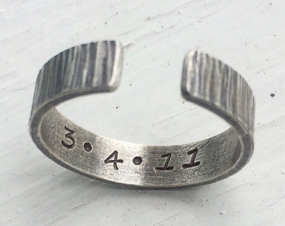 Open Textured Ring,Anniversary Ring,Secret Message Ring,Modern Ring,Open Ring,Modern Minimalist Ring,Men's Ring,Personalized Rings,For Him