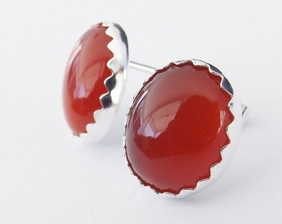 Carnelian Stud Earrings, Carnelian Post Earrings, Boho Chic Earrings, Red Carnelian Stud Earrings, Bold Red Earring, Boho Minimalist Post