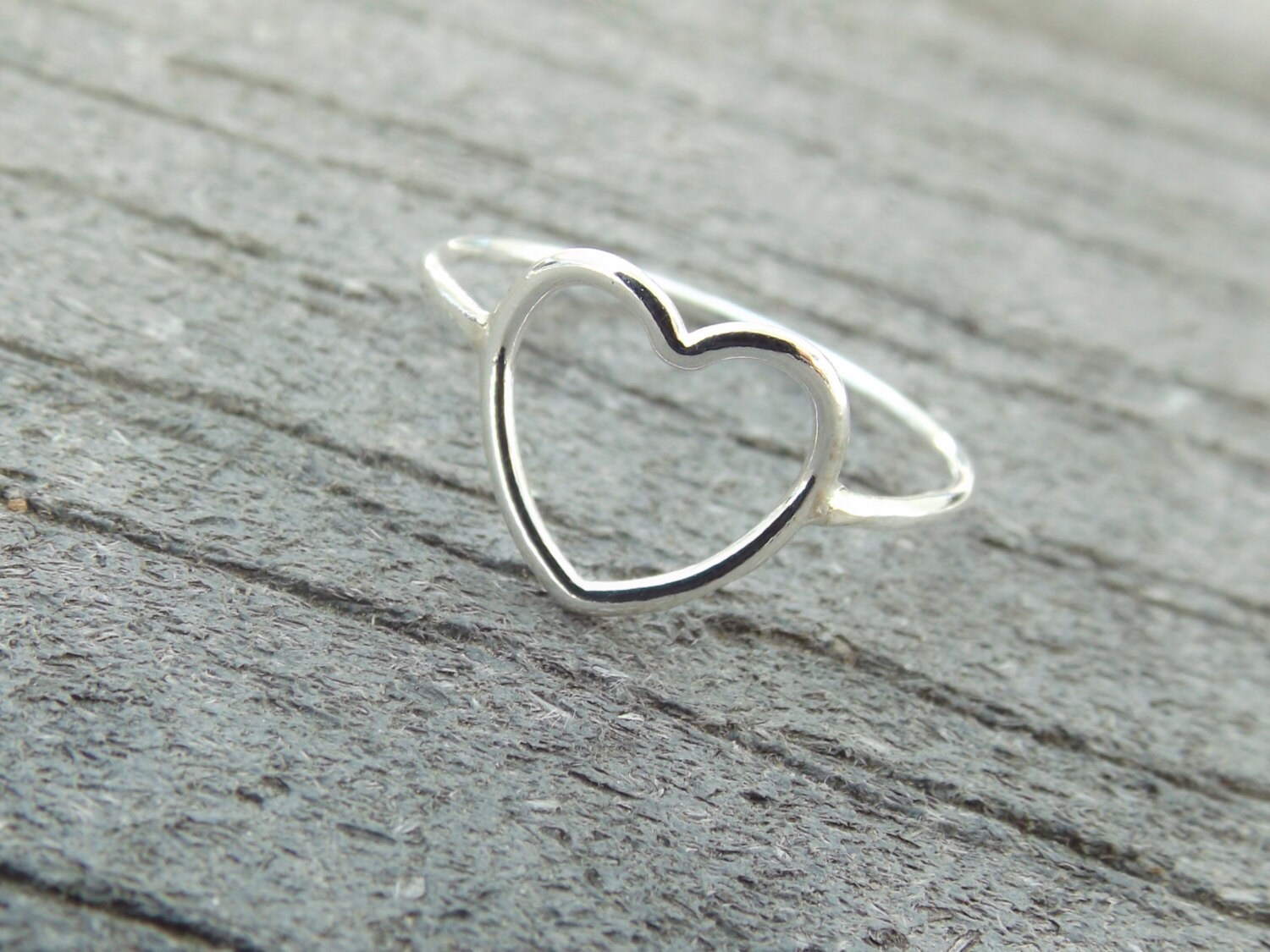 Simple Slim Silver Heart Ring Heart Ring Simple Heart Slim - Etsy