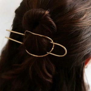Gold Hair Slider Set, Simple Hair Stick, Bun Holder, Textured Hair Slider,Hair Pin,Simple Hair Pin,Minimalist Hair Fork Pin,Hair Accessories image 3