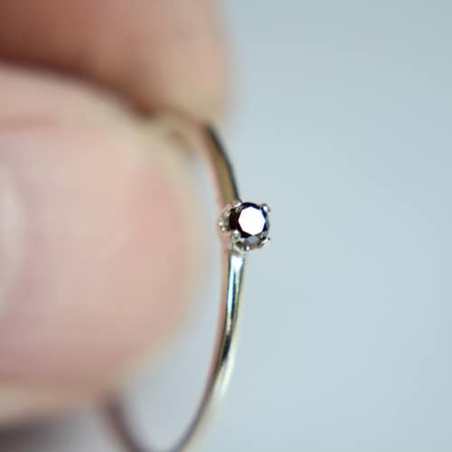 Anillo de diamantes, Anillo de diamantes genuinos, Diamante negro, Anillo fino, Anillo minimalista, Regalo, Anillo de piedras preciosas, Anillo de diamantes pequeños, Anillo de diamantes, Regalo