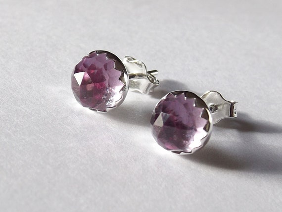 Alexandrite Earrings,Rose Cut Earrings,Simple Earrings,6mm Alexandrite Earrings,Post Earrings,Modern Jewelry,Minimalist,Modern Earrings