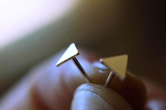 Triangle Studs, Simple Triangle Earrings, Small Studs, Silver Triangle Jewelry, Minimalist Earrings, Tiny Triangle Posts, Gift