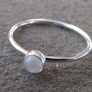 Moonstone Stacking Ring, Moonstone Ring, Engagement Ring, June Birthstone, White Moonstone, Gemstone Stacking Ring, White, Moonstone, Gift image 3