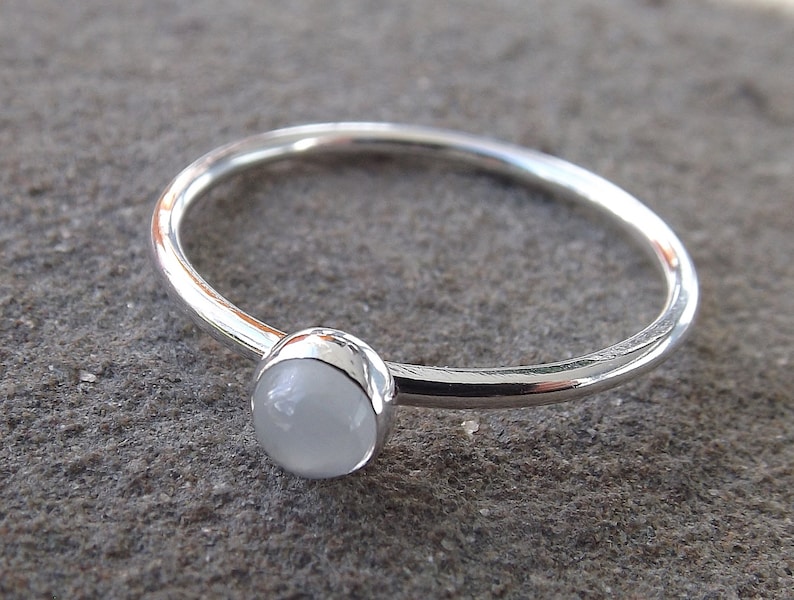 Moonstone Stacking Ring, Moonstone Ring, Engagement Ring, June Birthstone, White Moonstone, Gemstone Stacking Ring, White, Moonstone, Gift image 3