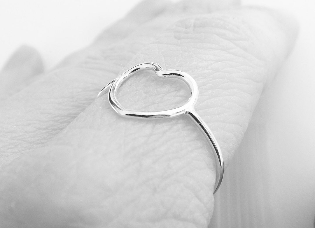 Simple Slim Silver Heart Ring, Heart Ring, Simple Heart, Slim Ring ...