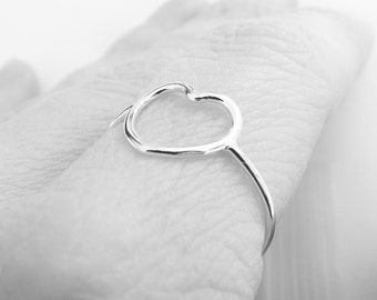 Simple Slim Silver Heart Ring, Heart Ring, Simple Heart, Slim Ring, Heart Jewelry, Heart, Open Heart Ring, Little Heart Ring, Love Ring,Gift