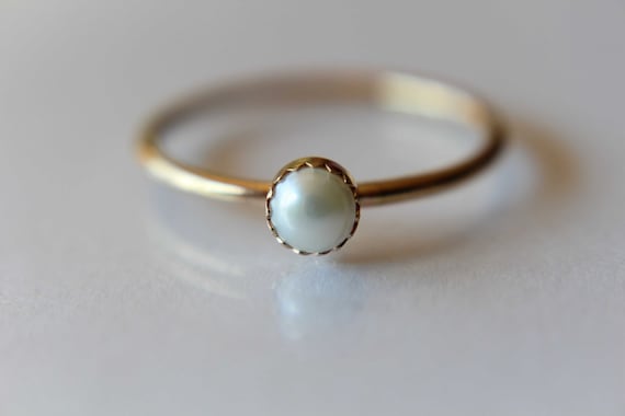 Pearl Ring, White Pearl Ring, 14kt Yellow Gold Pearl Ring, Freshwater Pearl Ring, Simple Pearl Ring, June Birthstone, Pearl Jewelry, Gift