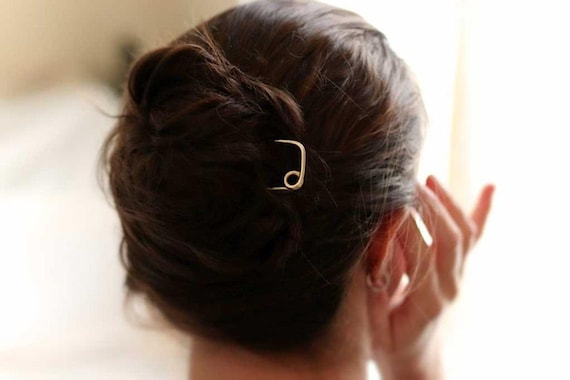 Notched Design Modern Hair Fork, Contemporary Hair Stick, Hair Pin, Brass Hair Pin, Square Hair Fork Pin, Customizable Hair Accessory, Gift