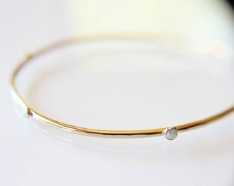 Opal Bracelet, Opal Jewelry, Gold and Opal Bracelet, Gold Layer Bracelet, Bangle, Modern Opal Bracelet, Simple Bracelet, Opal, Gemstone