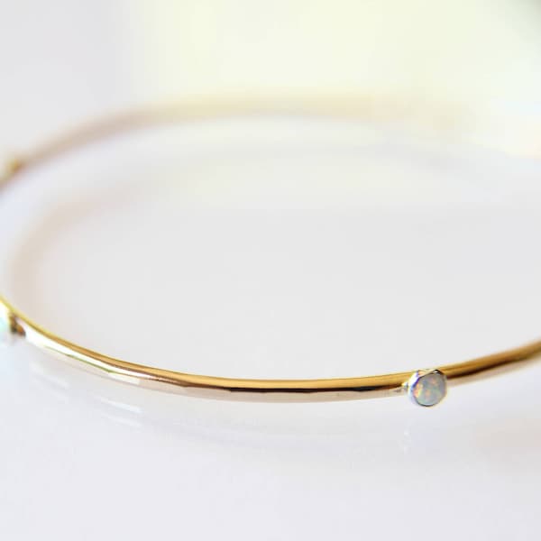 Opal Bracelet, Opal Jewelry, Gold and Opal Bracelet, Gold Layer Bracelet, Bangle, Modern Opal Bracelet, Simple Bracelet, Opal, Gemstone