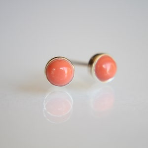 Coral Earrings, Coral Gemstone Earrings, Sterling Earrings, Post Earrings, Coral Post Earrings, Small Earrings, Minimalist Earrings, Gift