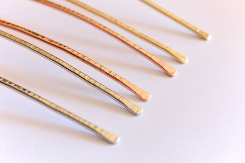 Simple Hammered Hair Fork,Copper Hair Arch,Notched Hair Stick,Hammered Hair Stick Pin,Brass Hair Accessories,Customizable Hair Jewelry image 3